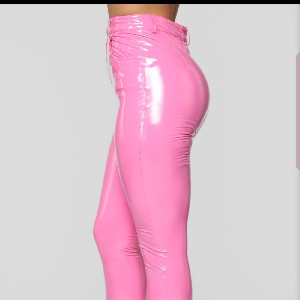 Fashion Nova High-Waisted Pink Vinyl Pants - Picture 4 of 11